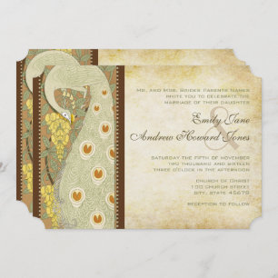 Faire-part de mariage Art nouveau Peacock Birds