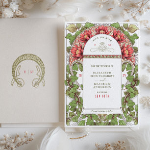 Faire-part de mariage Art Nouveau vintage Fleur de