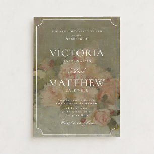 Faire-part de mariage Art Vintage Roses roses rose