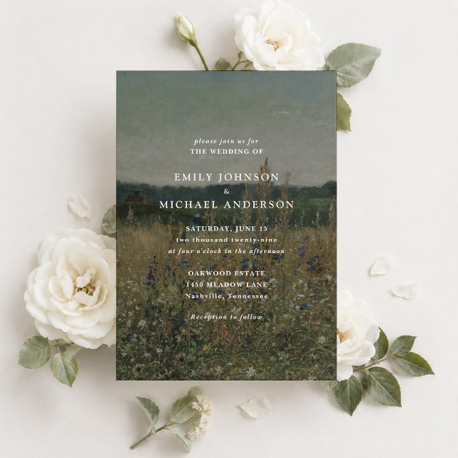 Faire-part de mariage artistique de prairie fleuri (Créateur téléchargé)