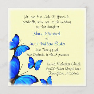 Faire-part de mariage assez jaune et bleu