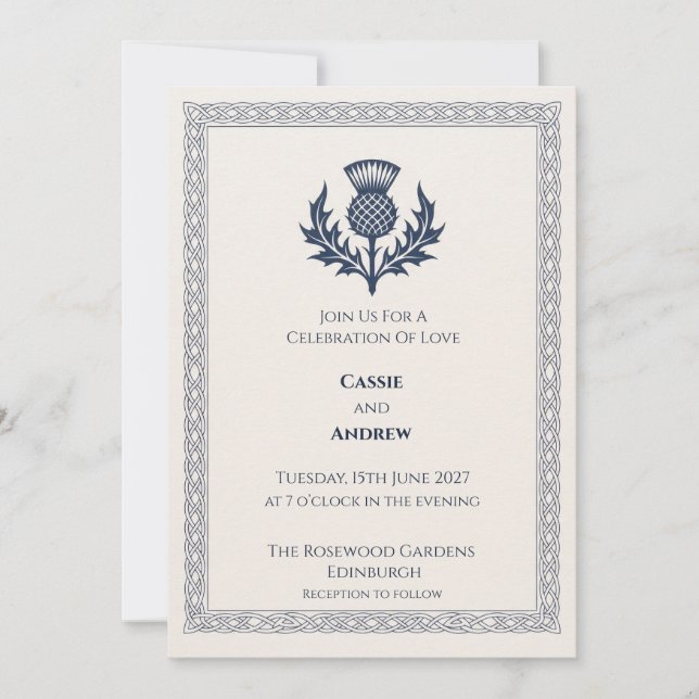 Faire-part de mariage au blason du chardon écossai (Devant)