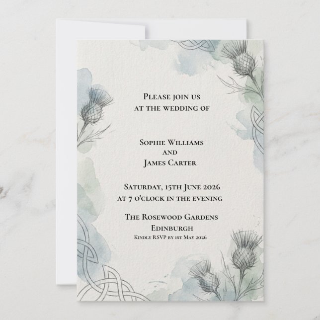 Faire-part de mariage au brin d'eucalyptus gris-bl (Devant)