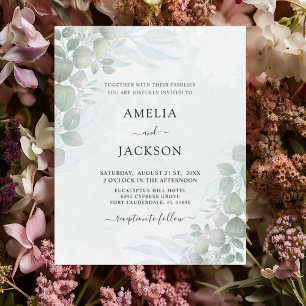 Faire-part de mariage au budget sage vert eucalypt