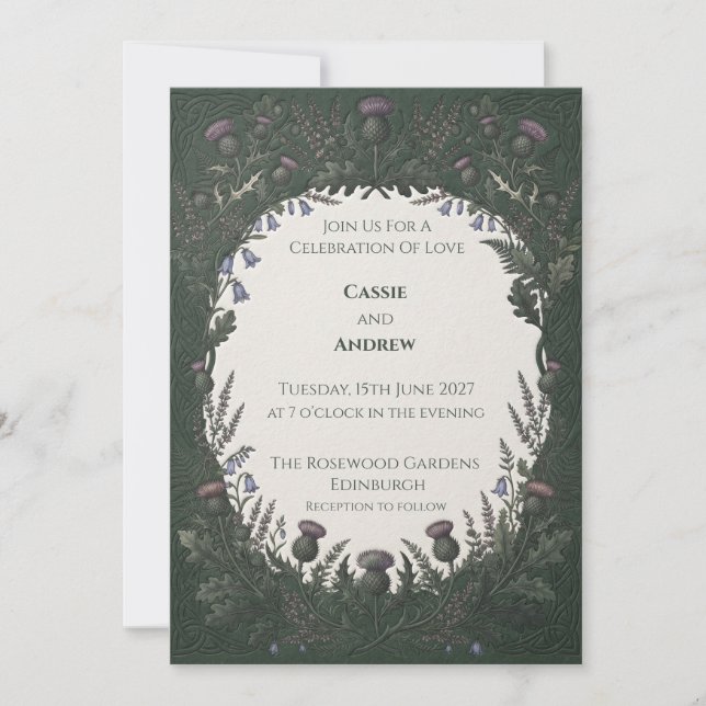 Faire-part de mariage au chardon celtique (Devant)