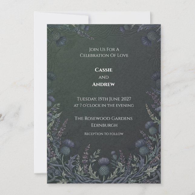 Faire-part de mariage au chardon celtique (Devant)