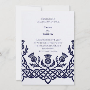 Faire-part de mariage au chardon celtique bleu