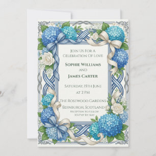 Faire-part de mariage au chardon celtique bleu