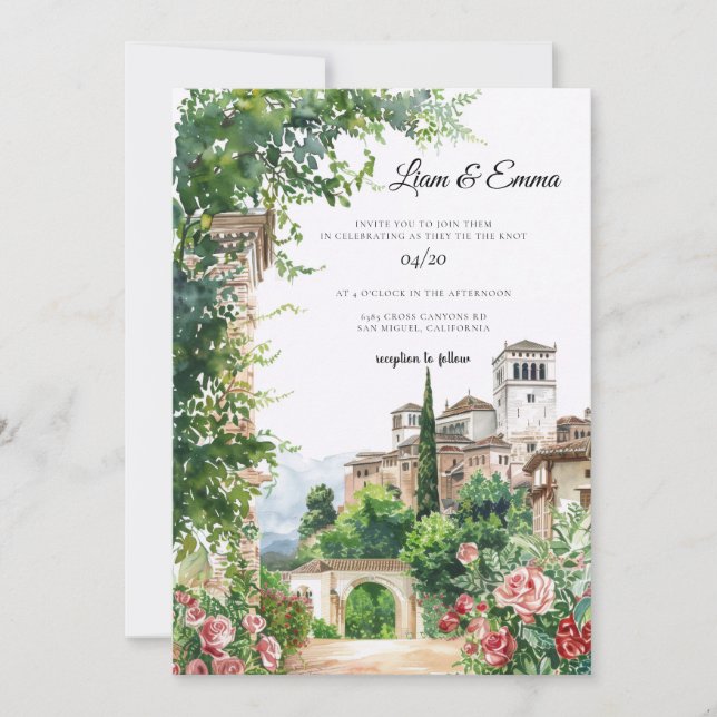 Faire-part de mariage au château espagnol d'Espagn (Devant)