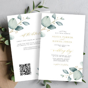 Faire-part de mariage au code QR eucalyptus tout-e