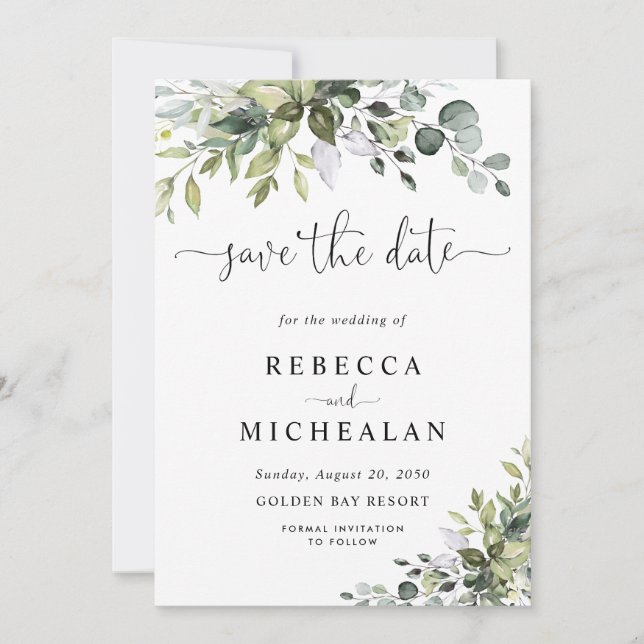 Faire-Part de Mariage au Eucalyptus (Devant)