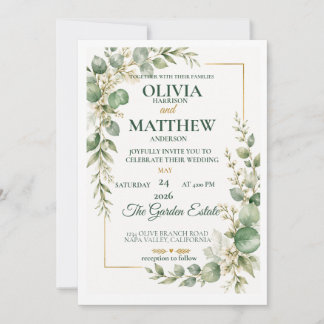 Faire-part de mariage au eucalyptus vert sauge