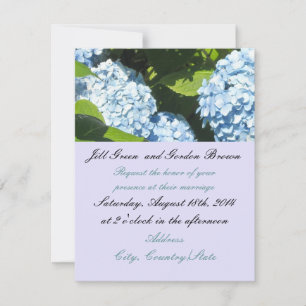 Faire-part de mariage au hortensia bleu ensoleillé
