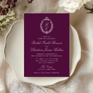 Faire-part de mariage au monogramme baroque Plum