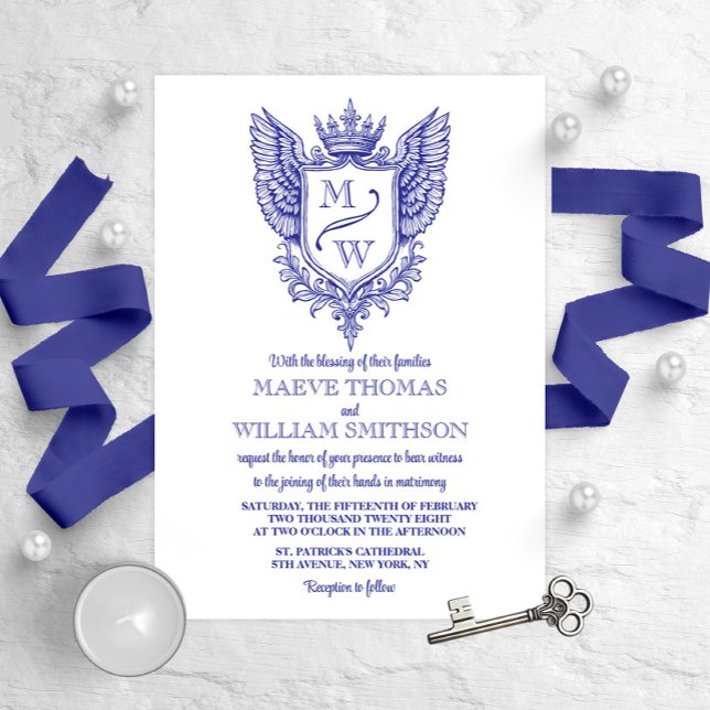 Faire-part de mariage au monogramme du blason roya (Créateur téléchargé)