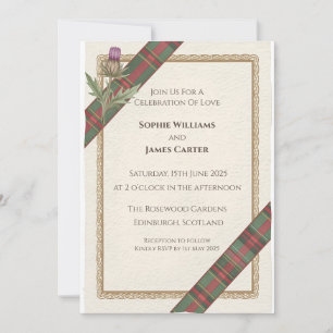 Faire-part de mariage au tartan celtique du chardo
