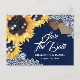Faire-part de mariage au tournesol en toile de jut