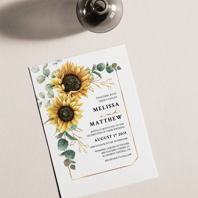 Faire-part de mariage au tournesol et à l'eucalypt (Créateur téléchargé)