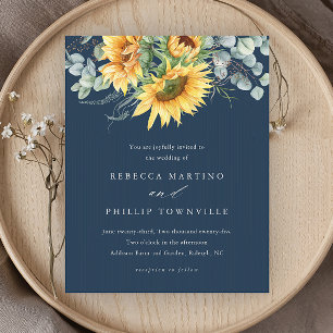 Faire-part de mariage au tournesol eucalyptus à pe