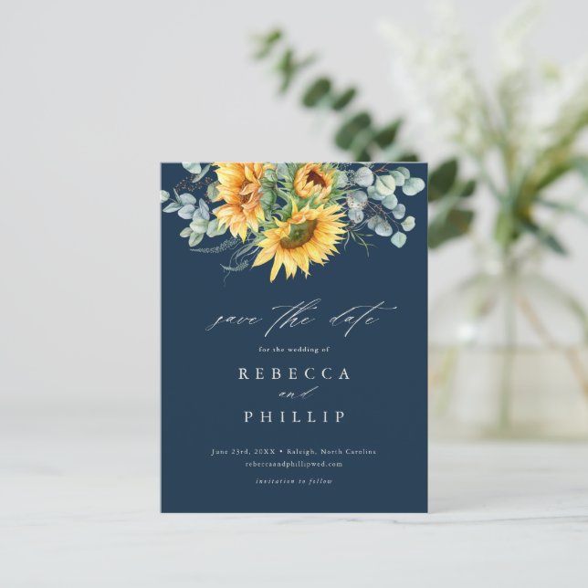Faire-Part de Mariage au Tournesol Rustique Eucaly (Debout devant)