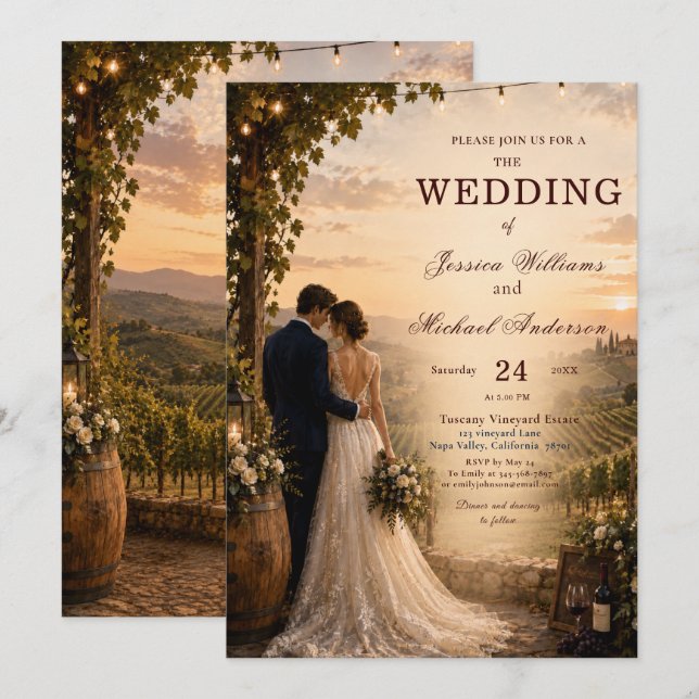 Faire-part de mariage au vignoble (Devant / Derrière)
