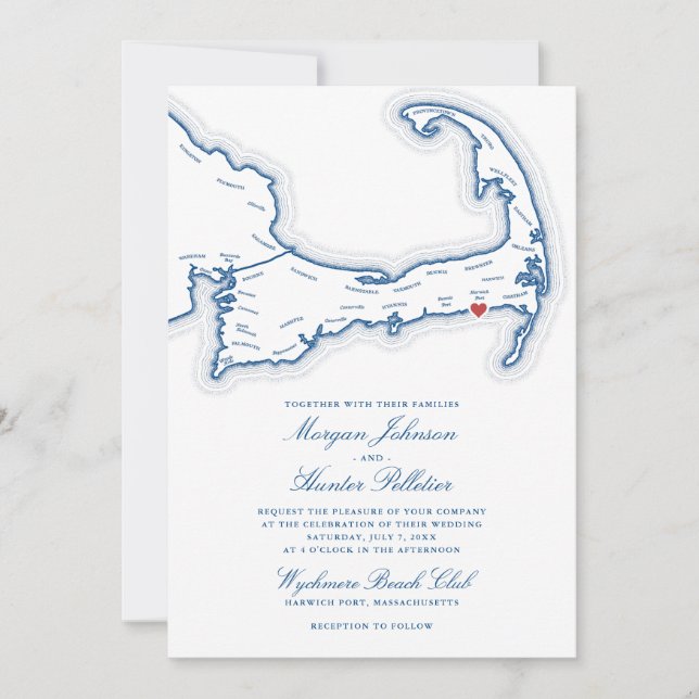 Faire-part de mariage au Wychmere Beach Club | Cap (Devant)