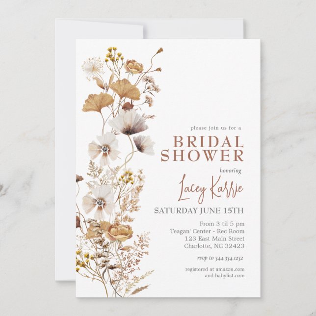 Faire-part de mariage automnal à fleurs sauvages (Devant)