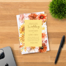 Faire-part de mariage automnal à l'aquarelle éléga