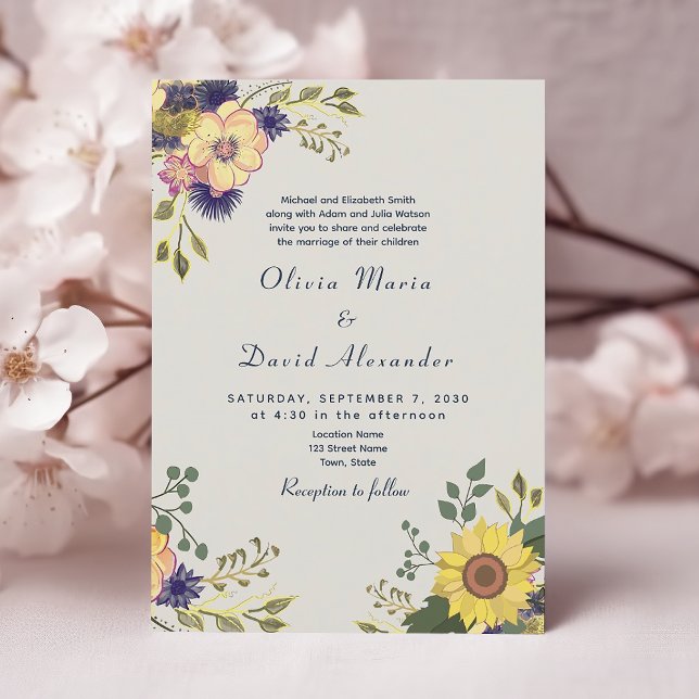 Faire-part de mariage automnal au tournesol (Créateur téléchargé)