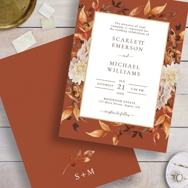 Faire-part de mariage automnal en terre cuite (Terracotta Fall Wedding Invitation
)
