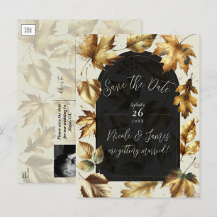 Faire-part de mariage automnal Glamour Noir et Abr