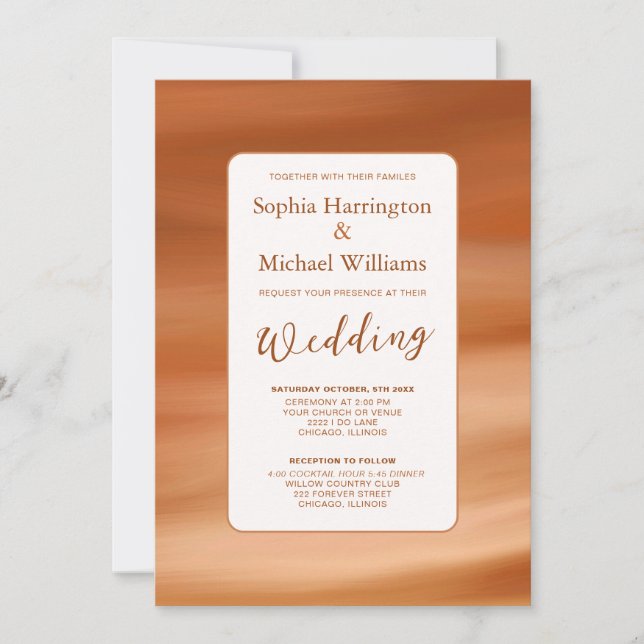 Faire-part de mariage automnal Terracotta avec QR  (Devant)