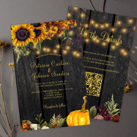 Faire-part de mariage automne code QR RSVP