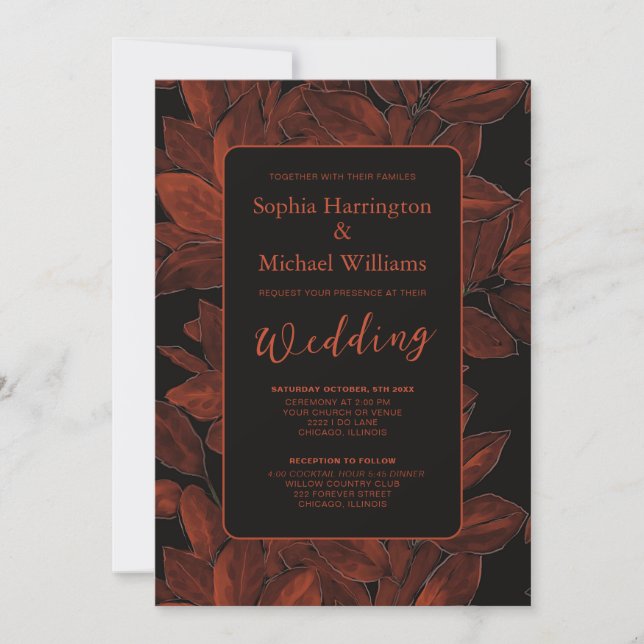 Faire-Part de Mariage Automne Feuilles d'Automne É (Devant)