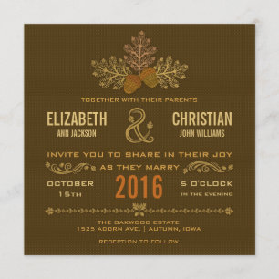 Faire-part de mariage Automne Glands et Feuilles d