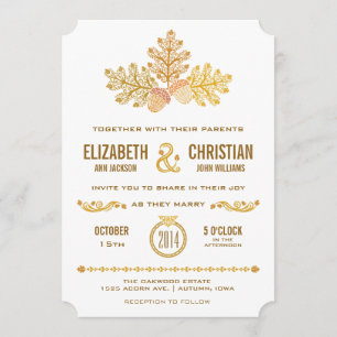 Faire-part de mariage Automne Glands et Feuilles d