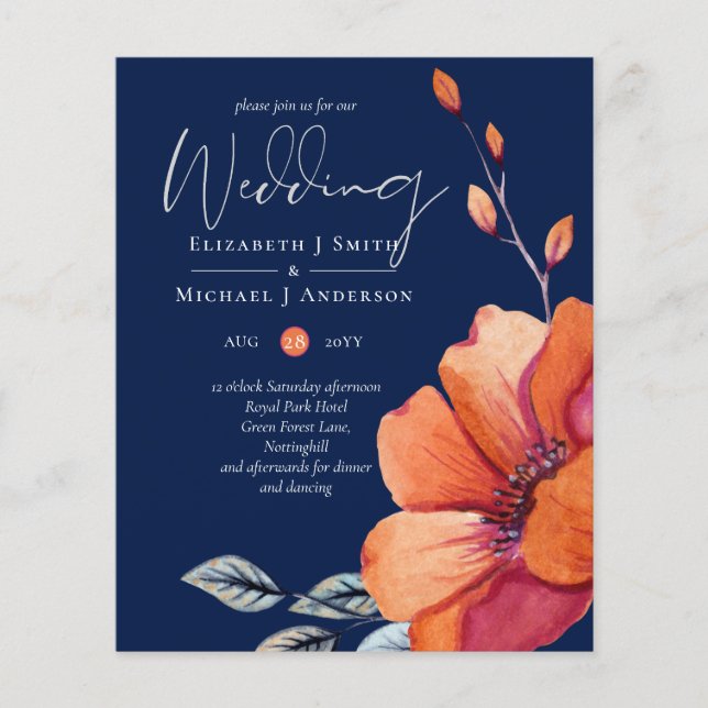 Faire-part de mariage automne marine au gingembre  (Devant)
