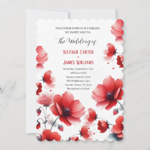 Faire-part de mariage aux coquelicots sauvages aqu