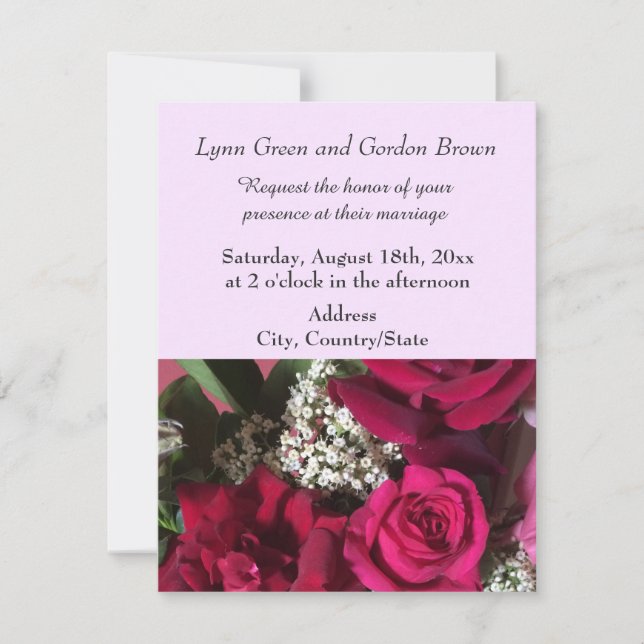 Faire-part de mariage aux élégantes roses rouges (Devant)
