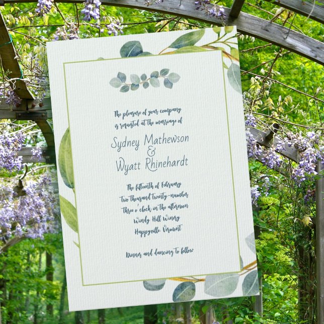 Faire-Part de Mariage aux Feuilles de Eucalyptus B (Créateur téléchargé)