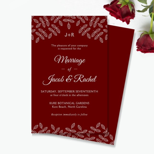 Faire-part de mariage aux feuilles de jardin éléga (Créateur téléchargé)