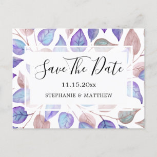 Faire-Part de Mariage aux Feuilles Violettes Aquar
