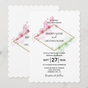 Faire-part de mariage aux fleurs aquarelles élégan