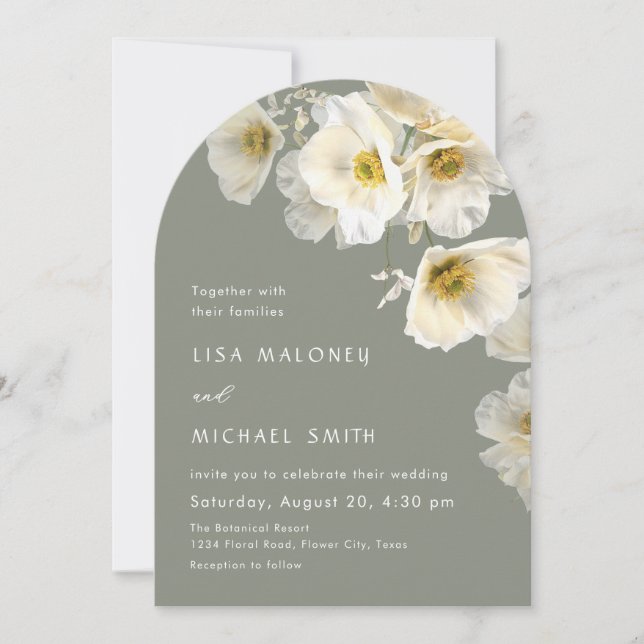 Faire-part de mariage aux fleurs blanches délicate (Devant)