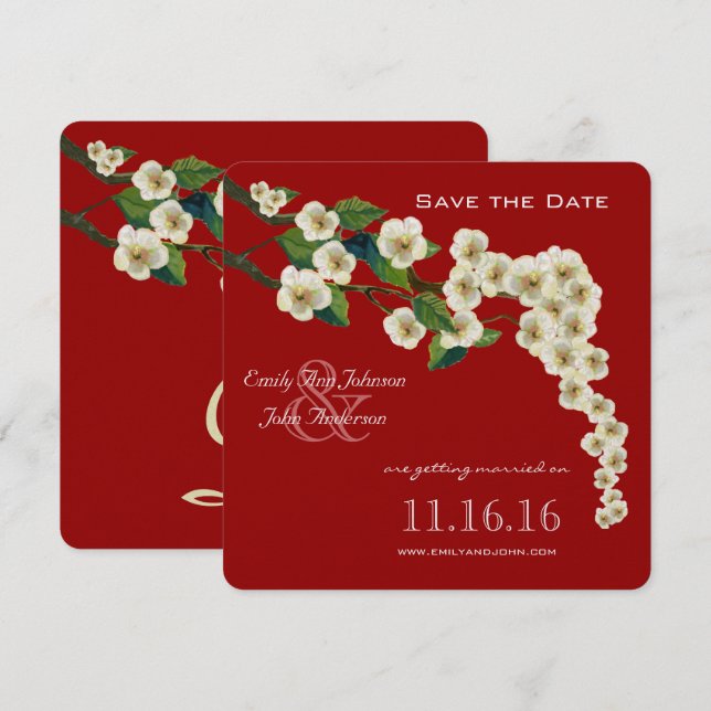 Faire-part de mariage aux fleurs de cerisier (Devant / Derrière)