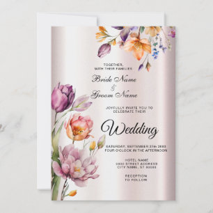 Faire-part de mariage aux fleurs de printemps colo