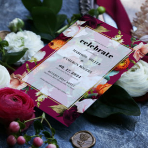 Faire-part de mariage aux fleurs d'été colorées