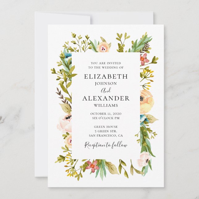 Faire-part de mariage aux fleurs d'été. Floral pri (Devant)