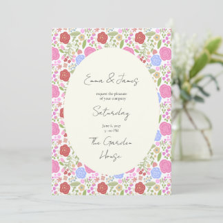 Faire-part de mariage aux fleurs fantaisistes 