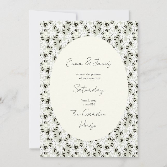 Faire-part de mariage aux fleurs fantaisistes  (Devant)